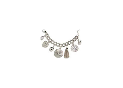 Rhodium Plated Womens Hip Hop Charm Bracelet